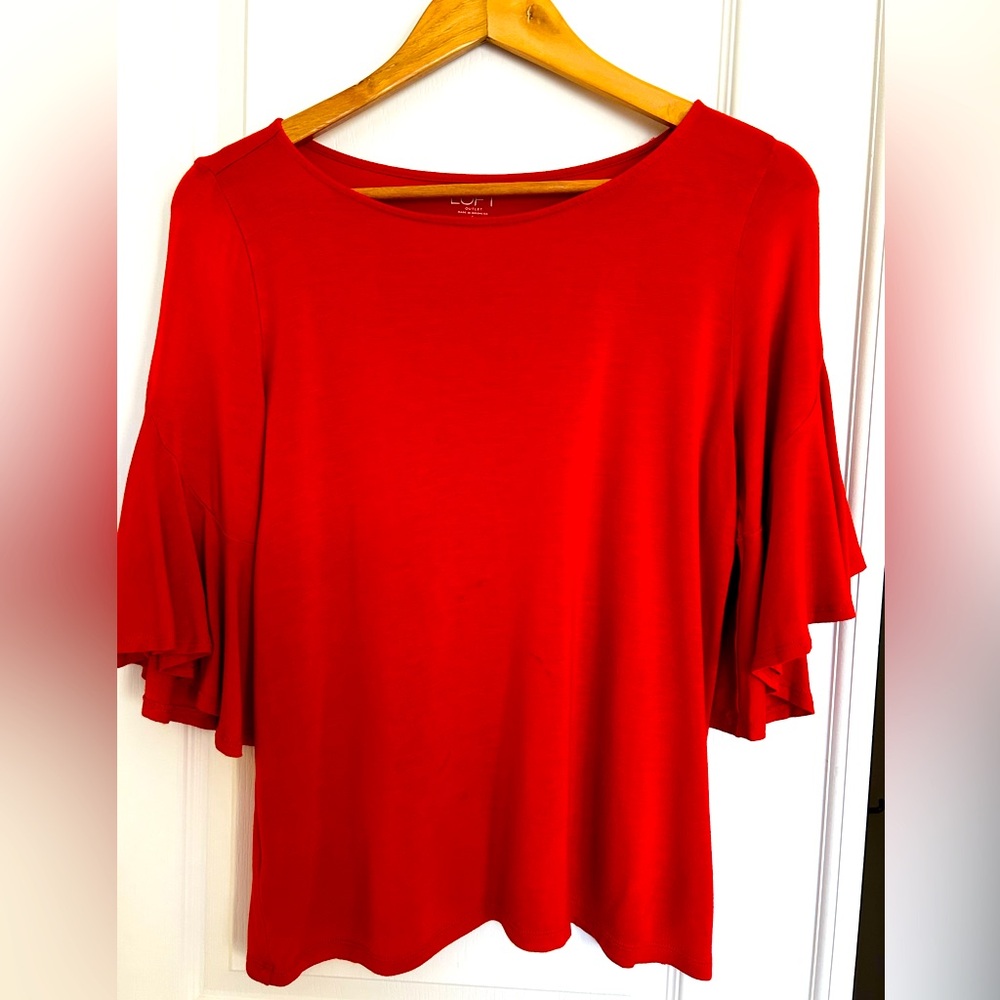Red Loft Outlet blouse with bell sleeves size s #bell sleeves